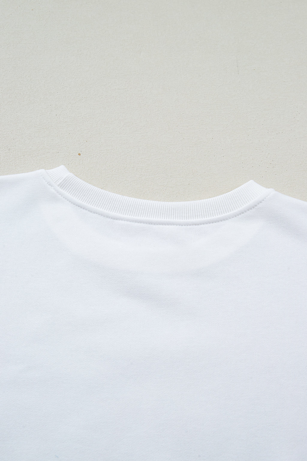 White Solid Color Dropped Shoulder Long Sleeve Top