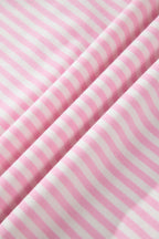 Pink Stripe Cuffed Short Sleeve Contrast Mock Neck Tee Dress
