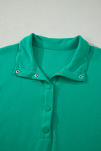 Solid Color Snap Button Polo Collar Short Sleeve Scallop Hem Mini Dress