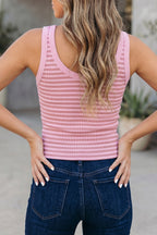 Yellow Stripe Ribbed Knit Slim Tank Top