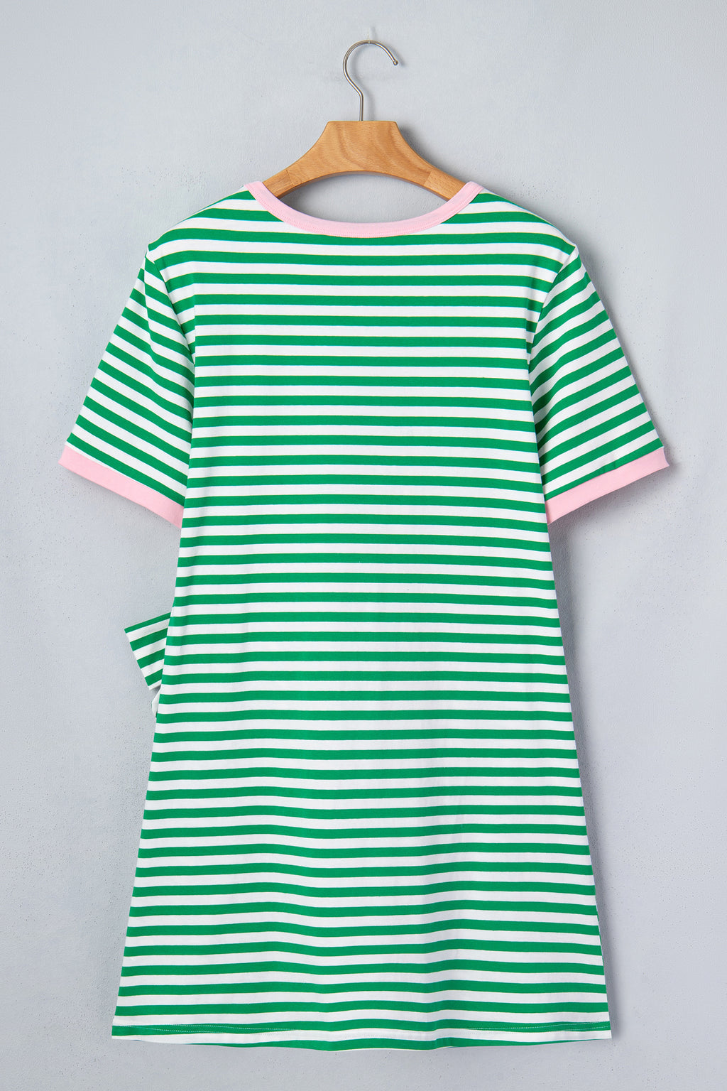 Striped Nautical Tie Contrast Trim Round Neck T Shirt Mini Dress