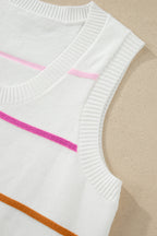 Striped Round Neck Knitted Sweater Tank