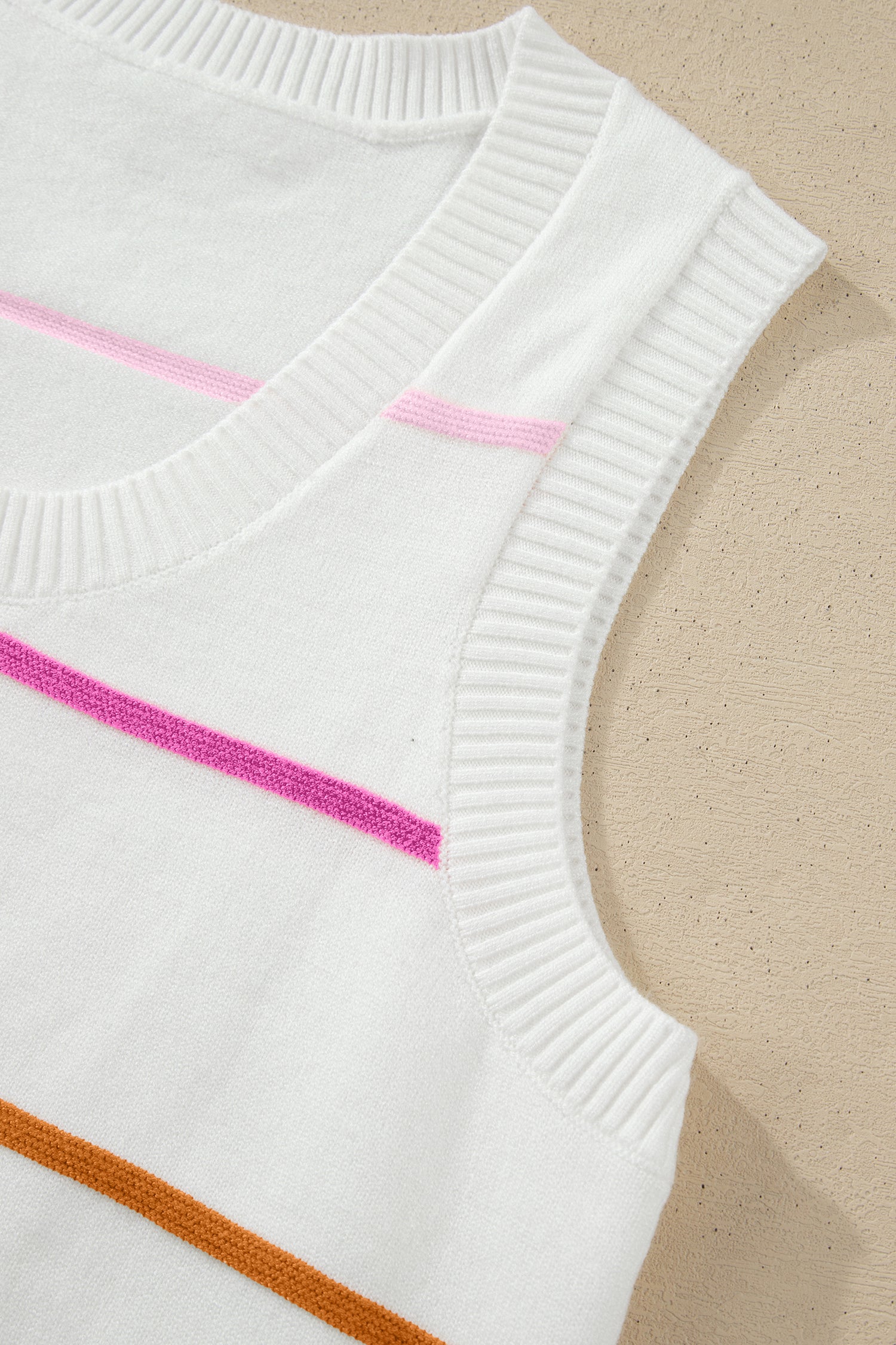 Striped Round Neck Knitted Sweater Tank