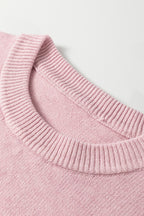 Pink Corded Love Script Graphic Baggy Sweater