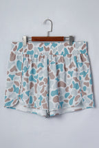 Multicolour Plus Size Camouflage Elastic Waist Athleisure Shorts