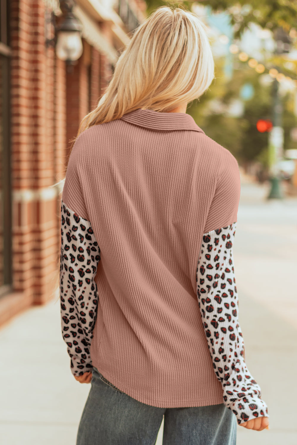 Leopard Patched Twisted Ribbed Western Casual Shacket