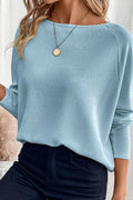 Textured Raglan Sleeve Knit Loose Top