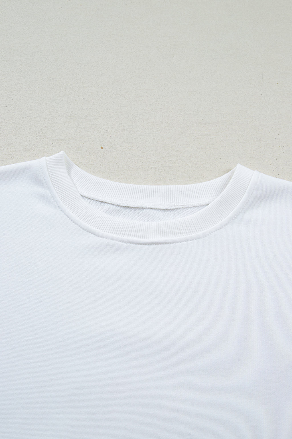 White Solid Color Dropped Shoulder Long Sleeve Top