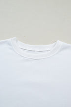 White Solid Color Dropped Shoulder Long Sleeve Top