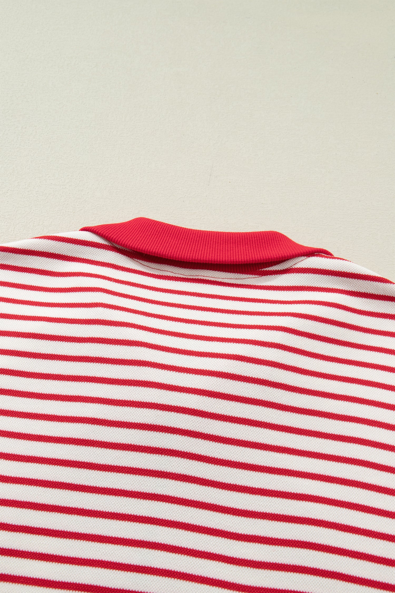 Striped Quarter Zip Polo Collar T Shirt Dress with Pockets