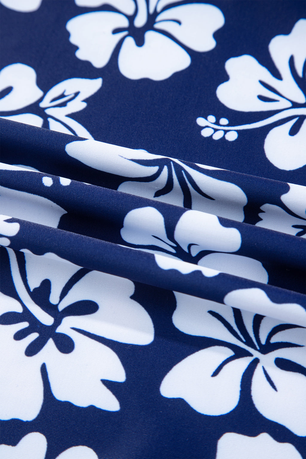 Blue Floral Print Patchwork Bow Knot Detail Sleeveless Swim Dress
