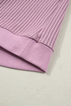 Light Pink Solid Color Textured Snap Button Collared Baggy Top