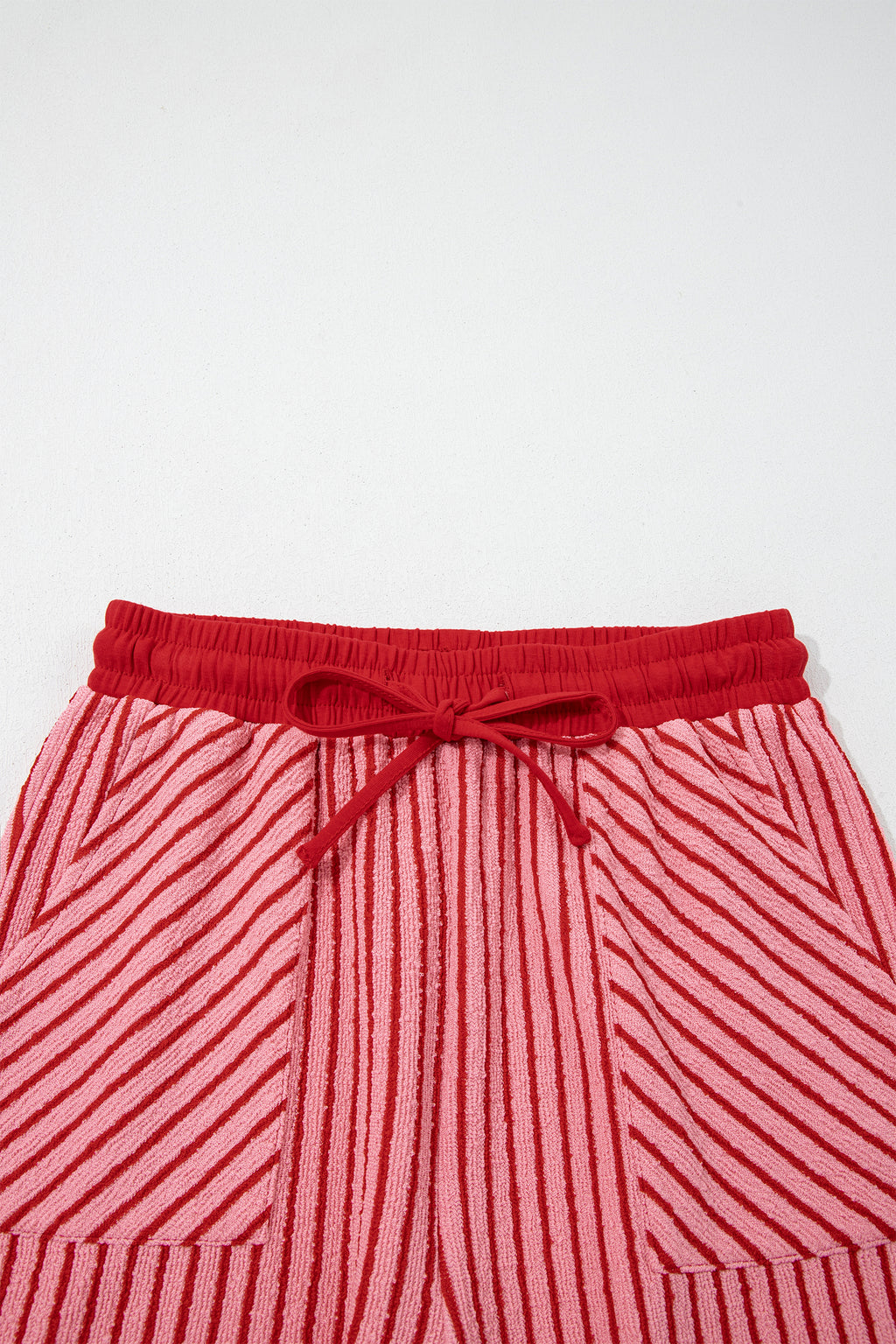 Striped Crew Neck Tee Drawstring Waist Cropped Pants Set