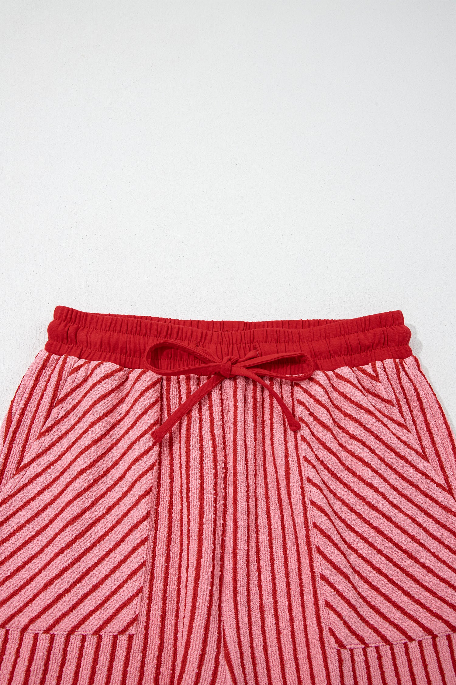 Striped Crew Neck Tee Drawstring Waist Cropped Pants Set
