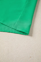 Bright Green Solid Color V Neck Short Puff Sleeve High Waist Tiered Maxi Dress