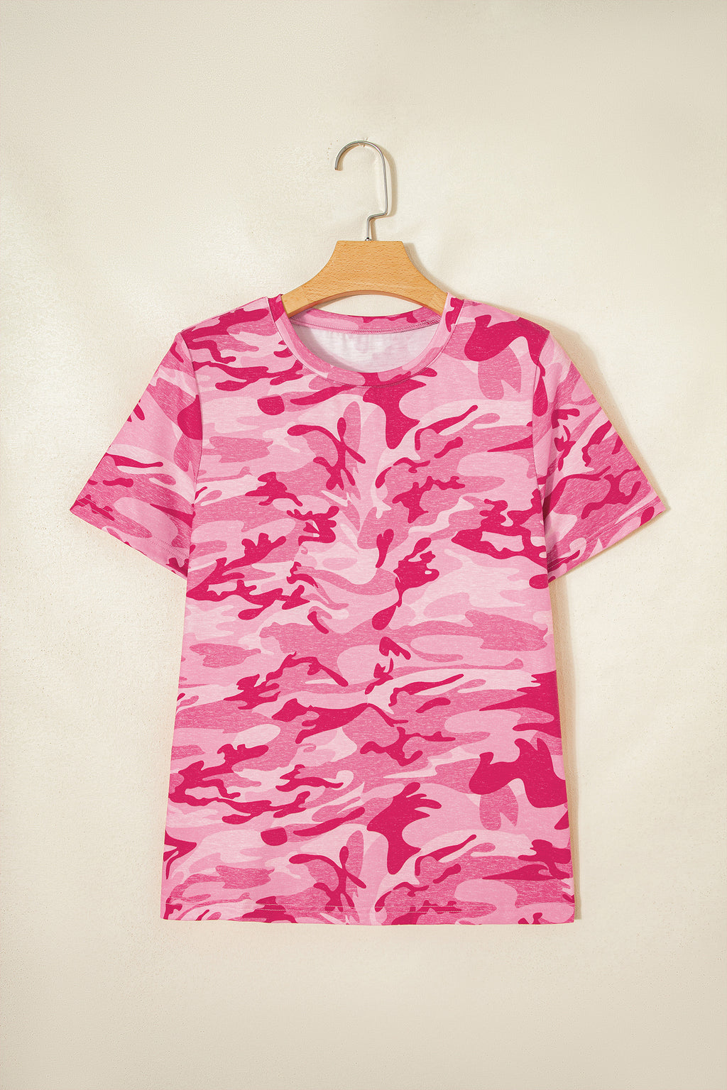 Camouflage Print Crew Neck T Shirt
