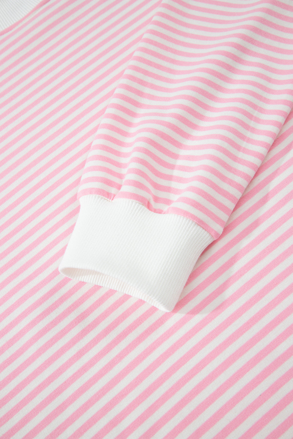 Pink Stripe Oversize Mock Neck Sweatshirt and Shorts Set