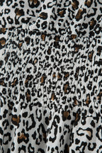 Beige Leopard Zip Front V Neck Cinched Waist Sleeveless Maxi Dress