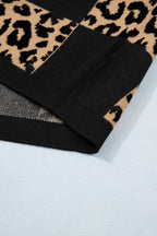 Leopard Checkerboard Short Sleeve Knit Sweater