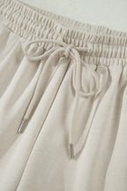 Solid Colour Puffy Loose Top Drawstring Shorts 2pcs Outfit