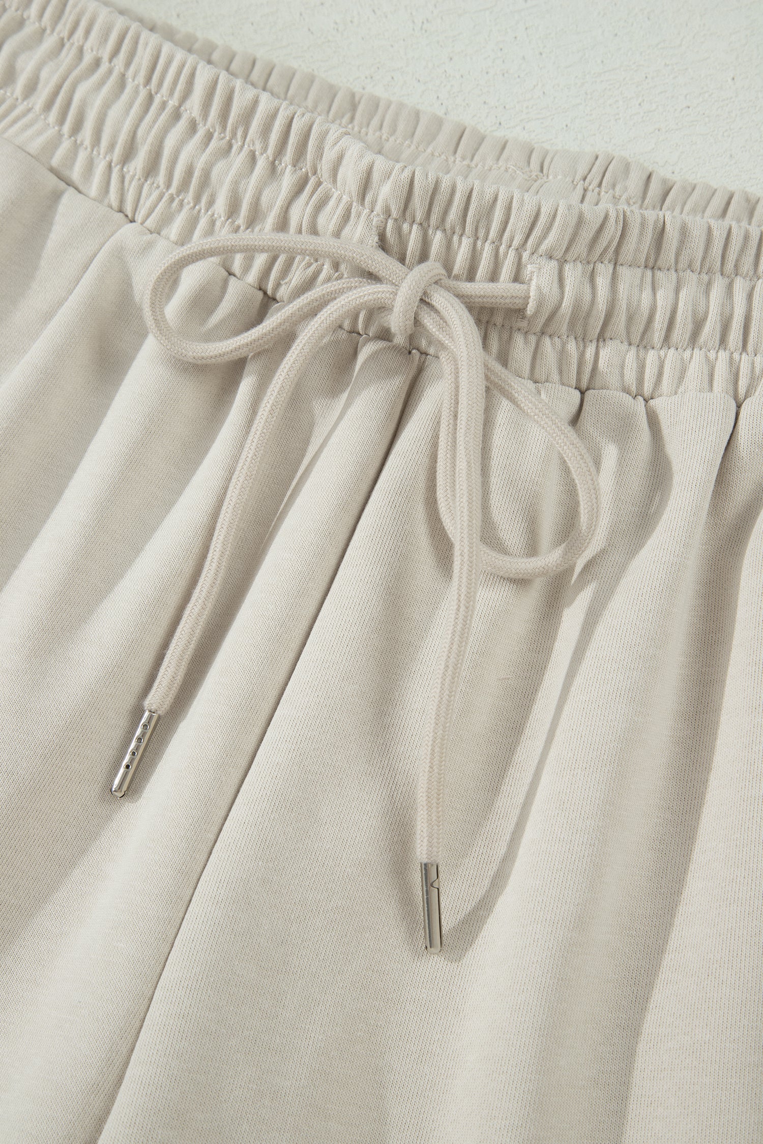 Solid Colour Puffy Loose Top Drawstring Shorts 2pcs Outfit