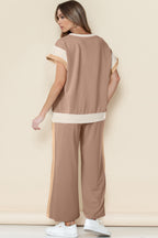 Colour Block Detail Casual Two-piece Set