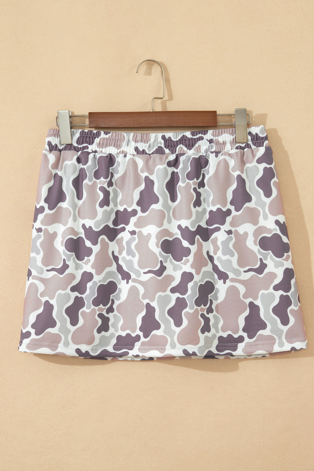Abstract Camo Elastic Waist Drawstring Mini Skort