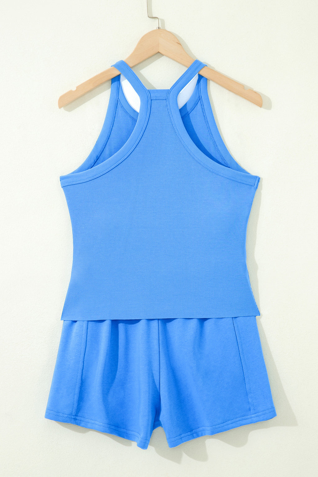 Slim Tank Top Elastic High Waist Shorts 2pcs Outfit