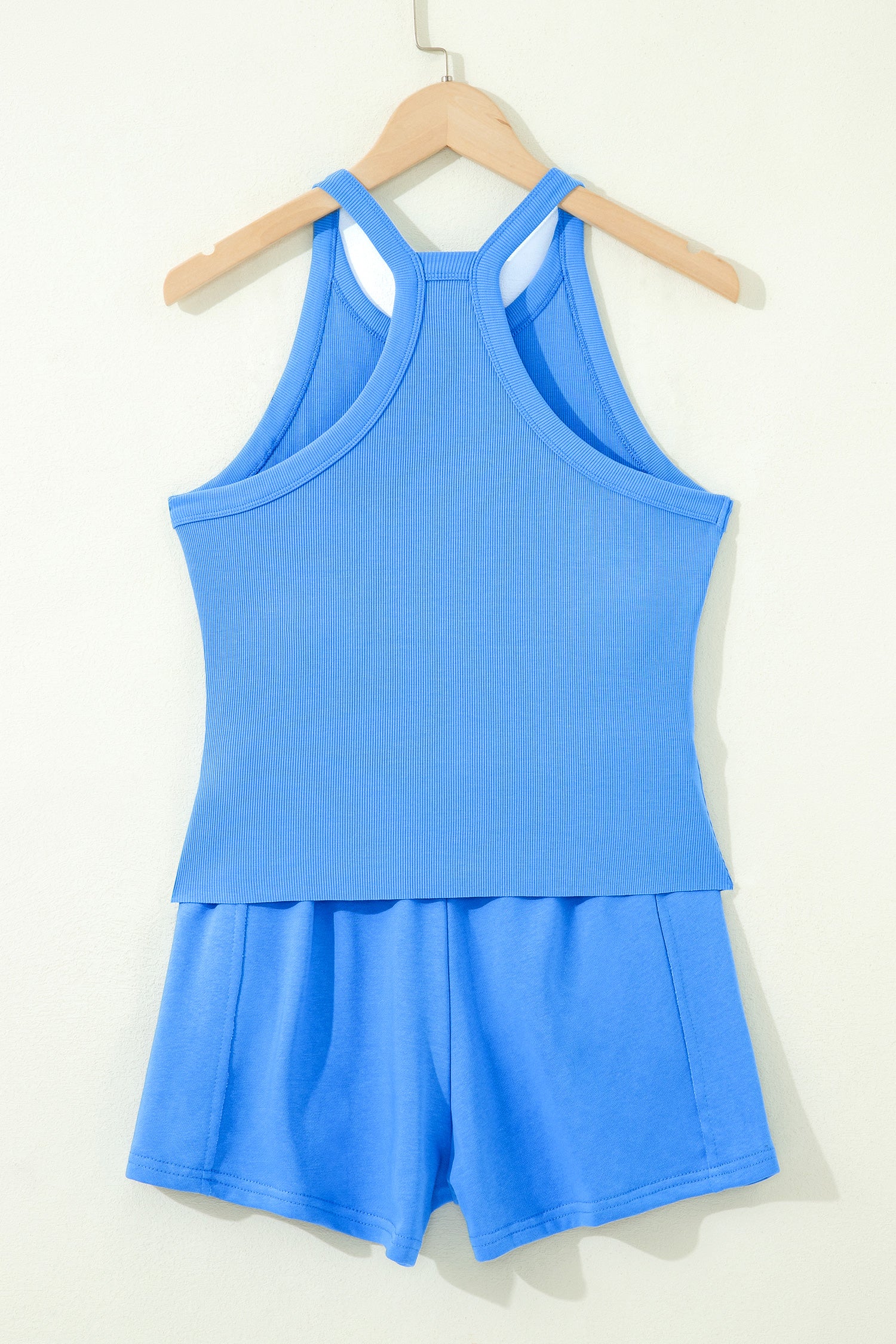 Slim Tank Top Elastic High Waist Shorts 2pcs Outfit