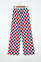 2-Tone Checked Print High Waist Wide Leg Pants