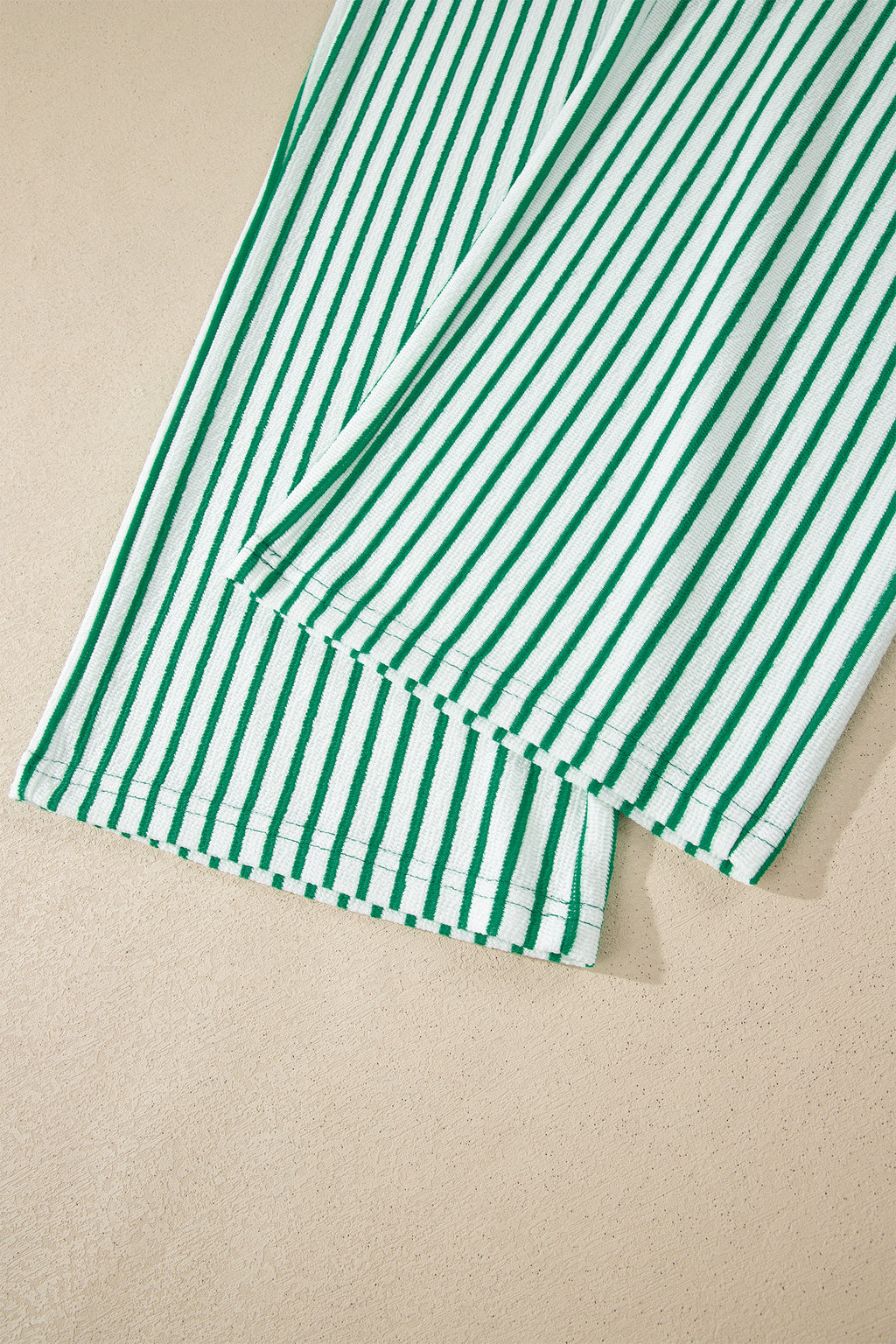 Striped Crew Neck Tee Drawstring Waist Cropped Pants Set