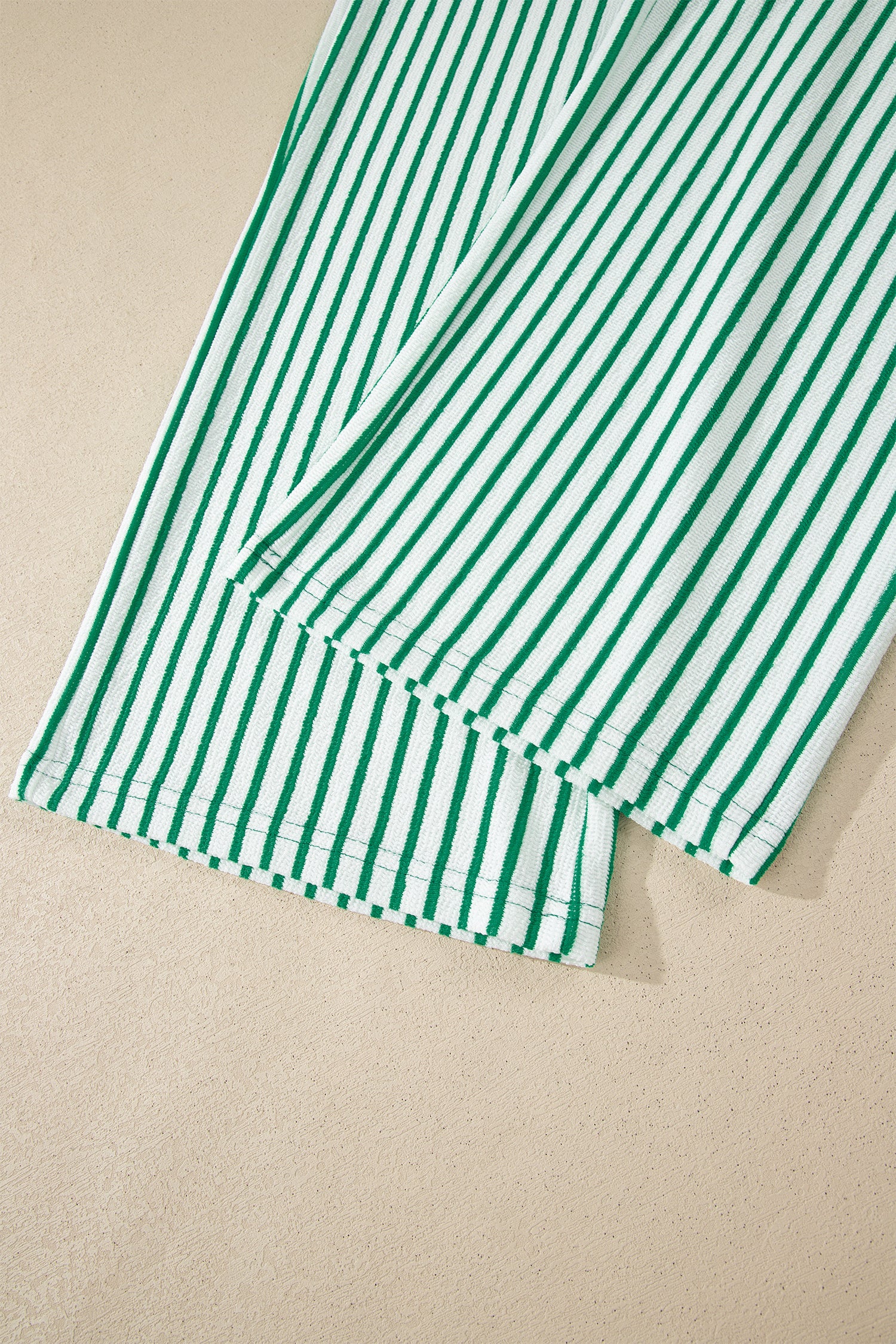Striped Crew Neck Tee Drawstring Waist Cropped Pants Set