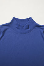 Solid Color High Neck Cap Sleeve Loose Top