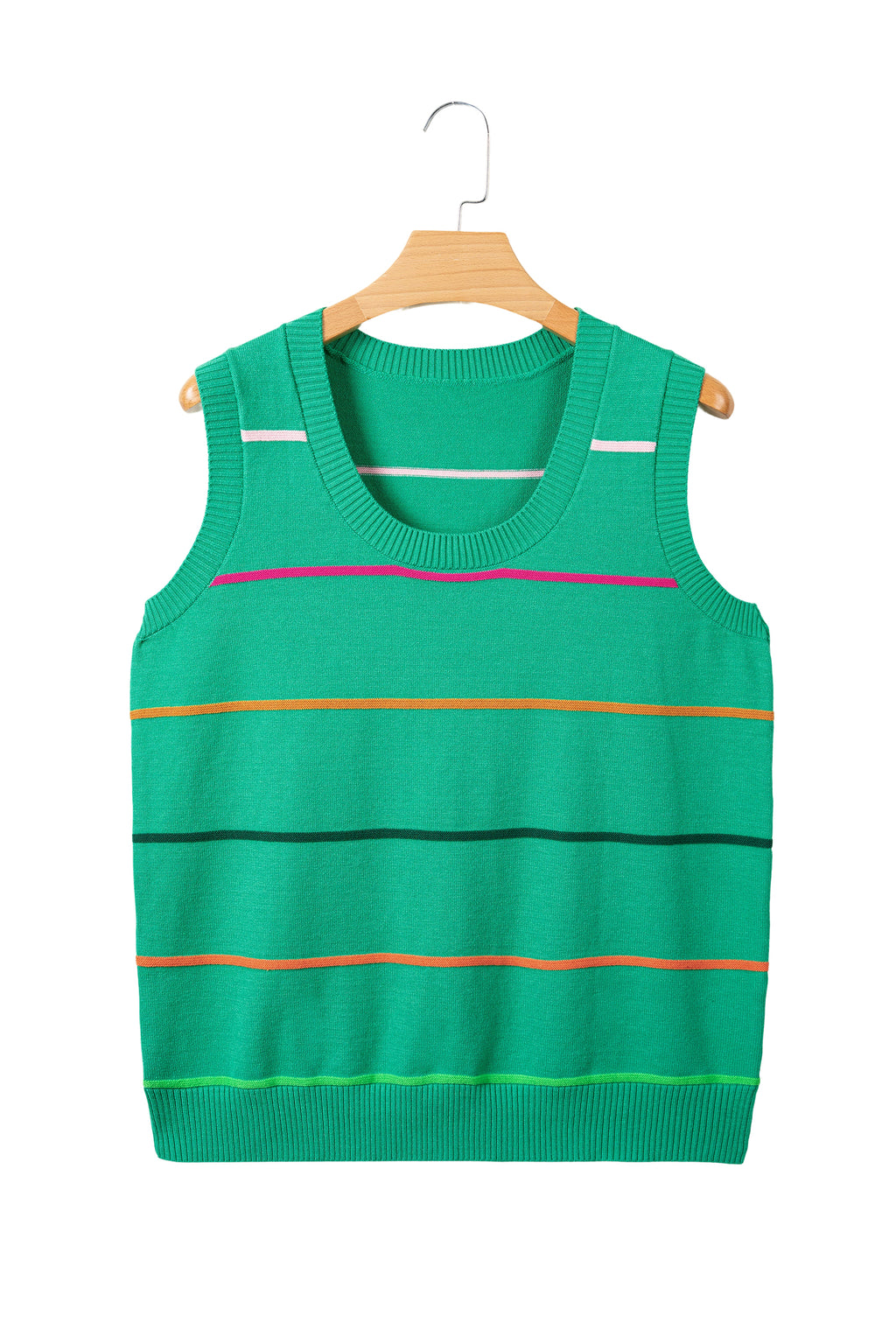 Striped Round Neck Knitted Sweater Tank