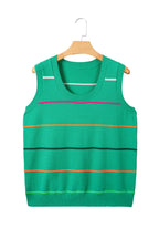 Striped Round Neck Knitted Sweater Tank