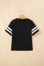 Varsity Striped Short Sleeve Crew Neck T Shirt