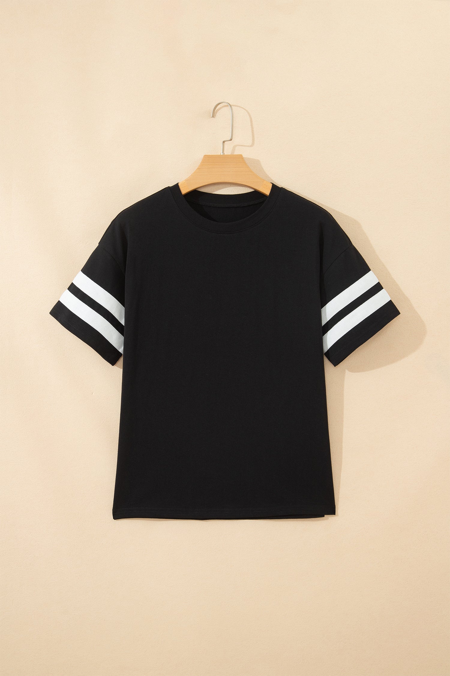 Varsity Striped Short Sleeve Crew Neck T Shirt