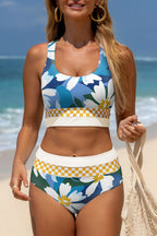 Floral Print Racerback Cutout High Waist 2pcs Bikini