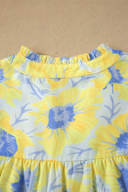 Short Bubble Sleeve Summer Floral Blouse
