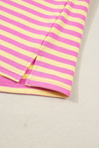 Striped Drop Shoulder Boxy Casual Terry Short Set