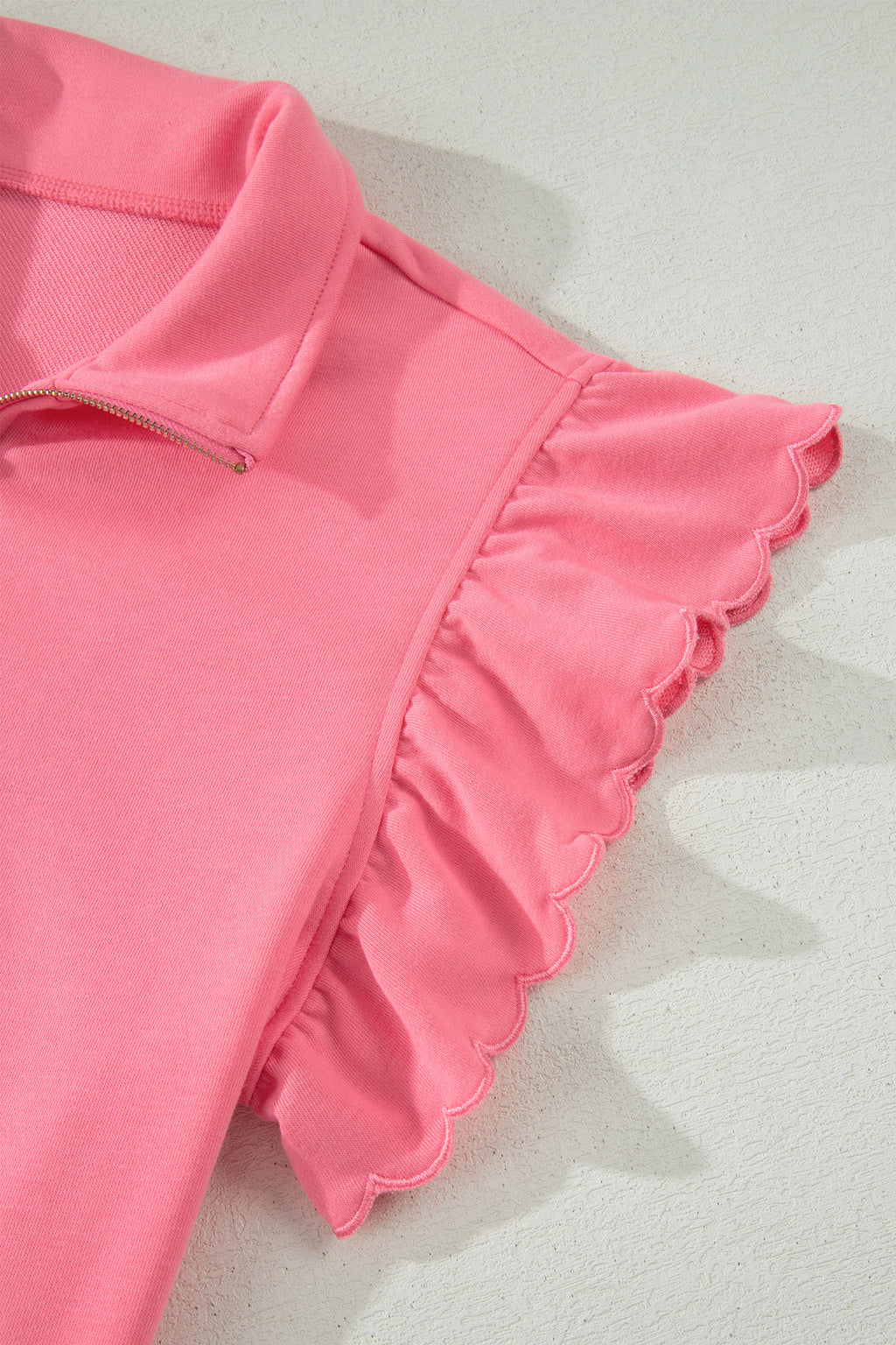 Half Zipped Ruffled Short Set