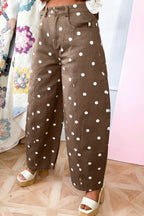 Blue Polka Dot Regular Fit Ankle Length Casual Jeans