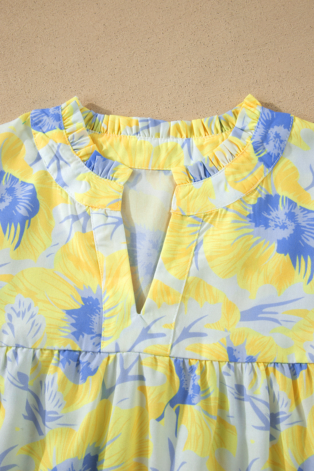 Short Bubble Sleeve Summer Floral Blouse