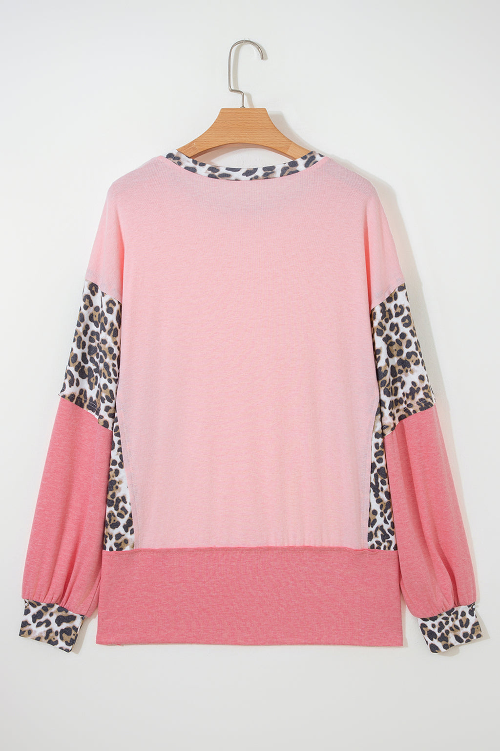 Color Block Leopard Patchwork Dolman Sleeve High Low Baggy Sweatshirt