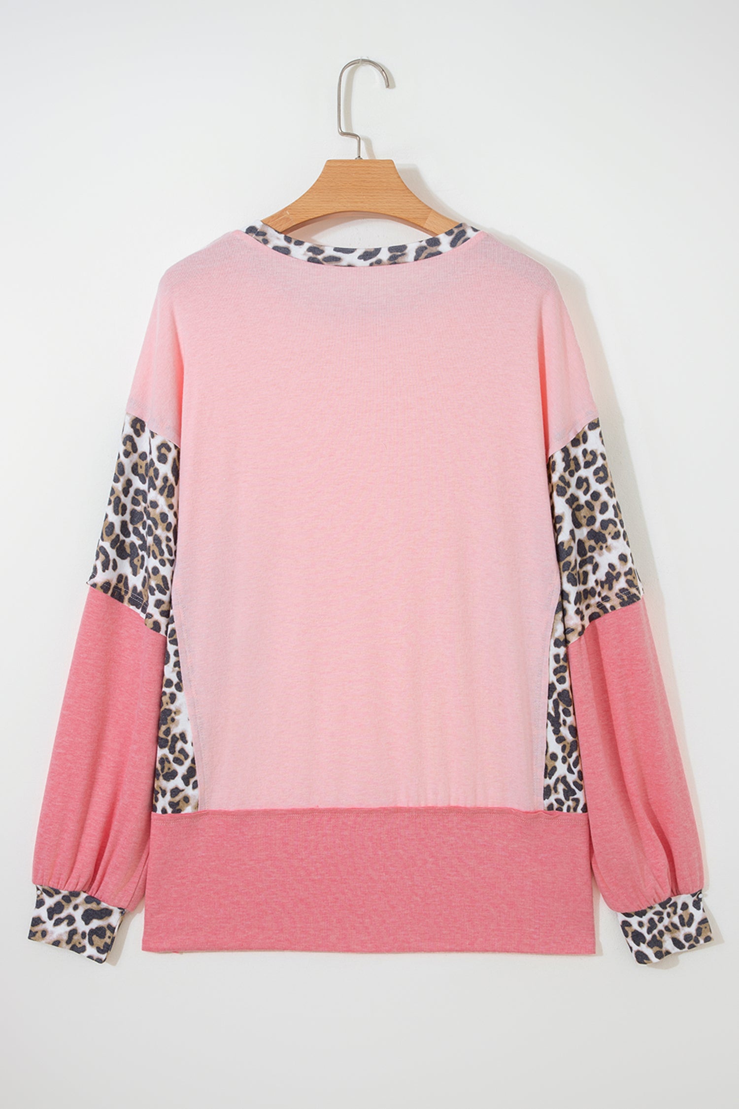 Color Block Leopard Patchwork Dolman Sleeve High Low Baggy Sweatshirt