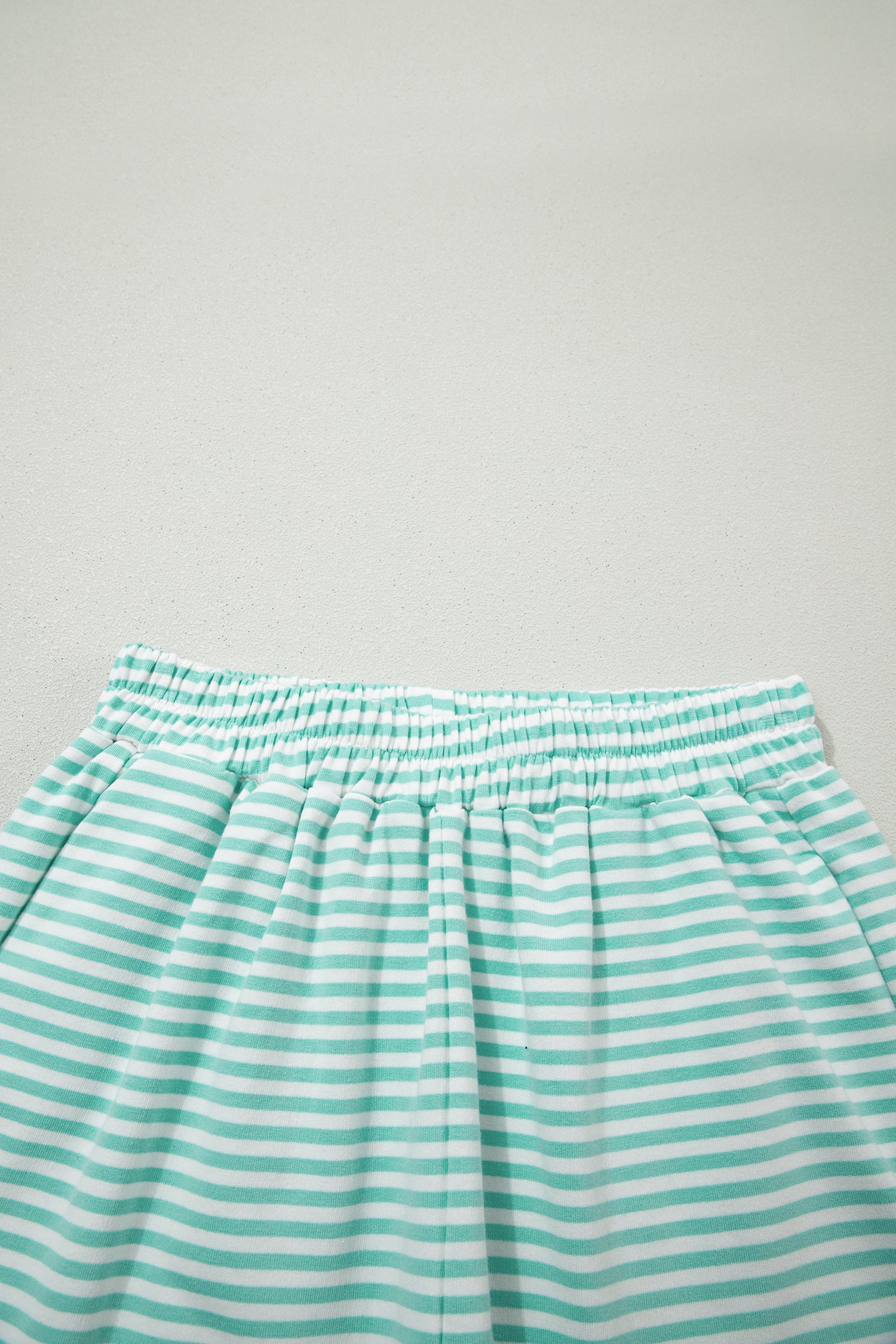 Striped Oversize Mock Neck Sweatshirt and Shorts Set