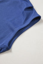 Solid Color High Neck Cap Sleeve Loose Top