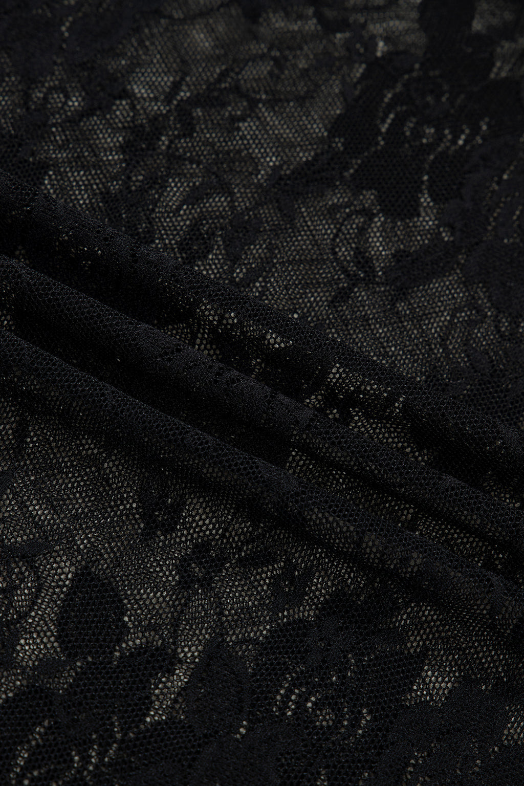 Black Floral Lace Mesh Short Sleeve Sheer Top