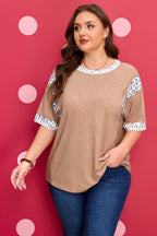 Chestnut Animal Color Block Patchwork Plus Size Tee