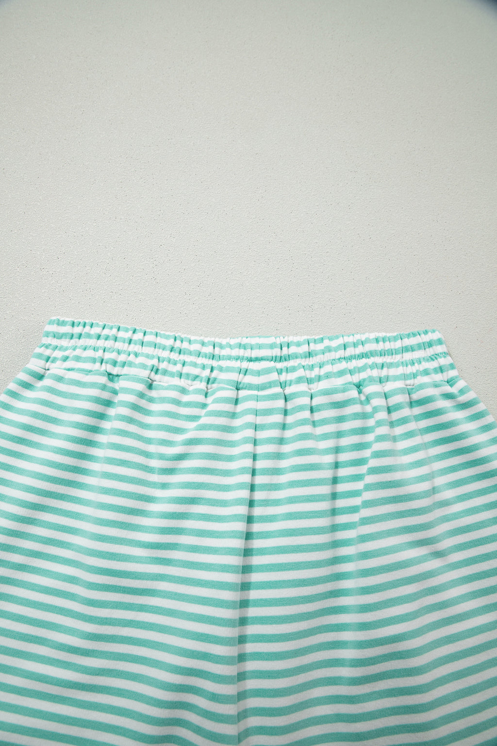 Striped Oversize Mock Neck Sweatshirt and Shorts Set